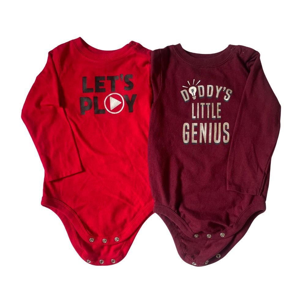 Boy's Bodysuit 24M 2-Pc Snap Close Long Sleeve Graphic Daddy's Little Genius